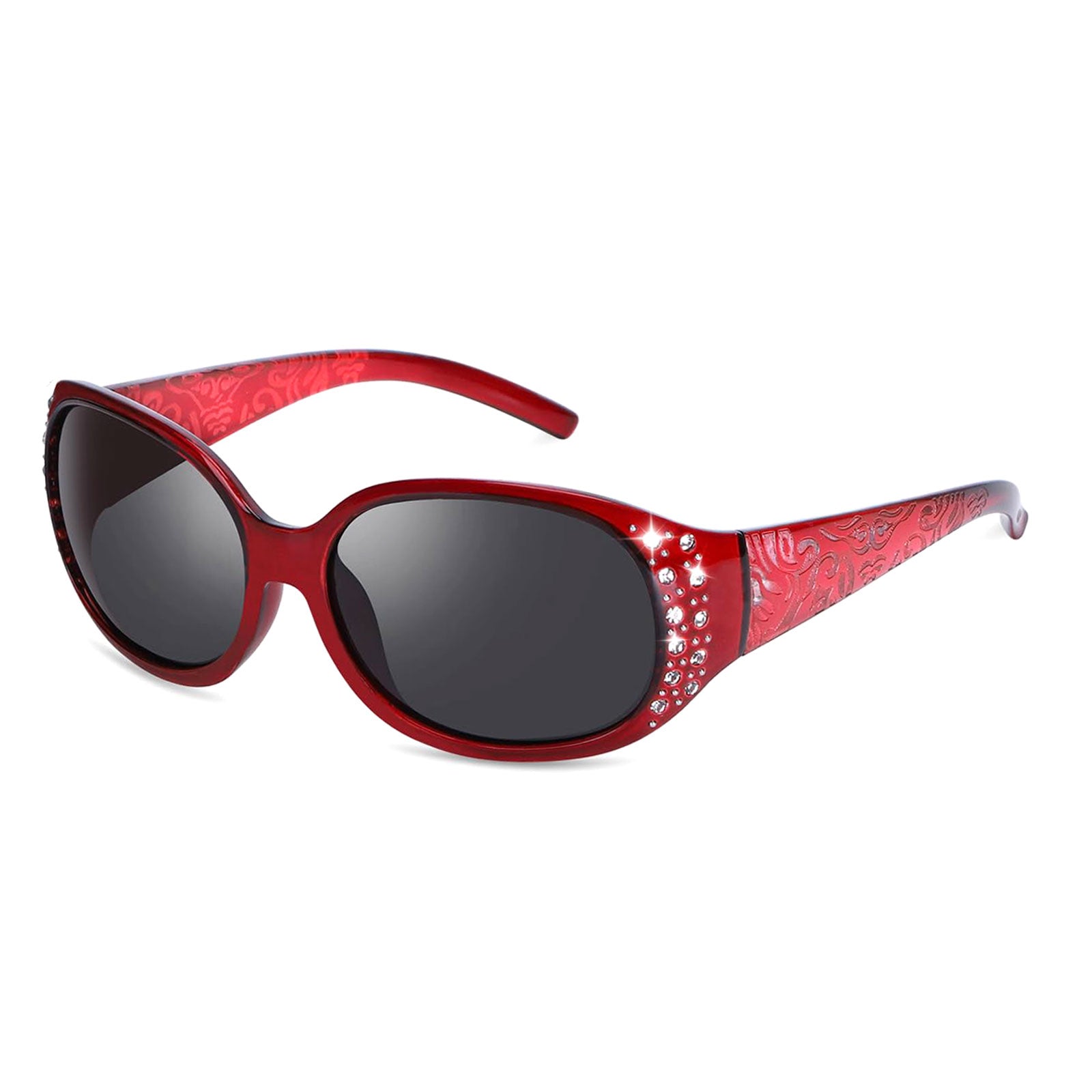 HAOLOTA Polarized Sunglasses for Women Rhinestone Wrap Around SG0008