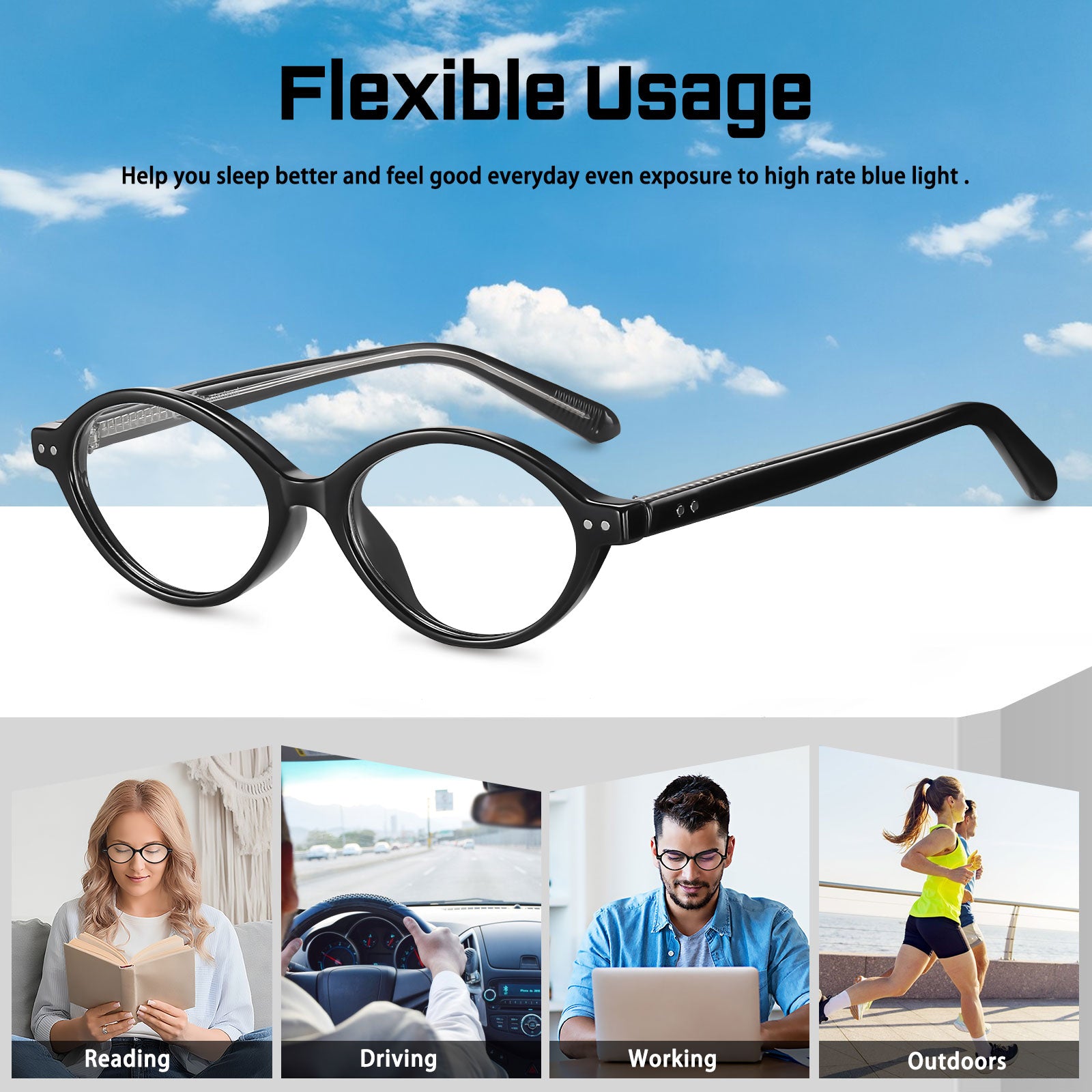 HAOLOTA Blue Light Blocking Glasses Women Trendy Round Anti Eyestrain BG6101