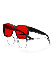HAOLOTA Sleep Glasses Fitovers with Blue Light Blocking for Men Women Red Tinted SPG0174