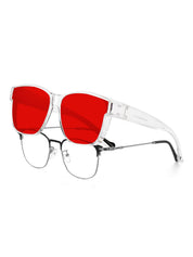 HAOLOTA Sleep Glasses Fitovers with Blue Light Blocking for Men Women Red Tinted SPG0174