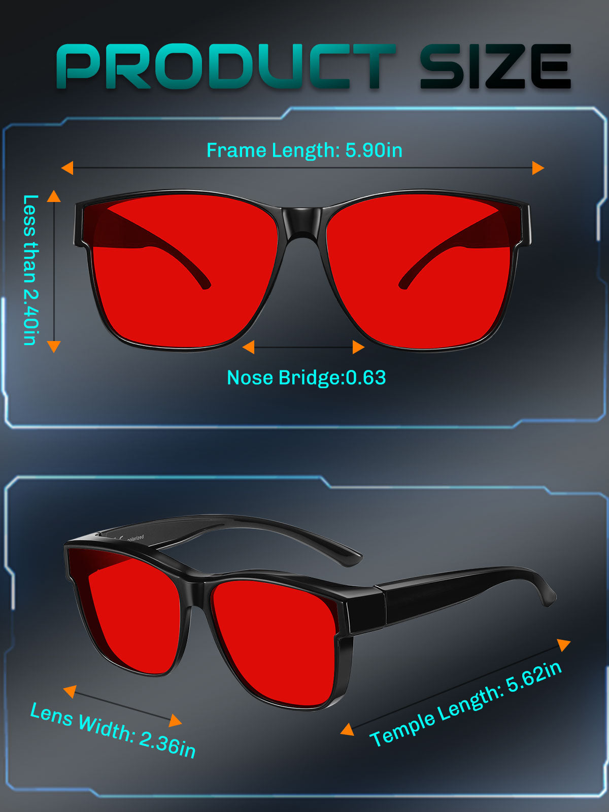 HAOLOTA Sleep Glasses Fitovers with Blue Light Blocking for Men Women Red Tinted SPG0174