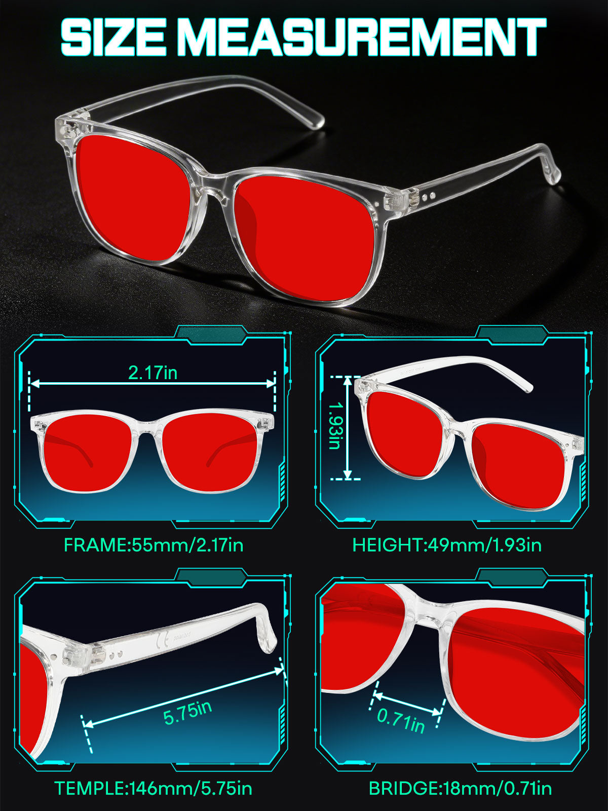 HAOLOTA Sleep Glasses with Blue Green Light Blocking Gaming Glasses SPG8081