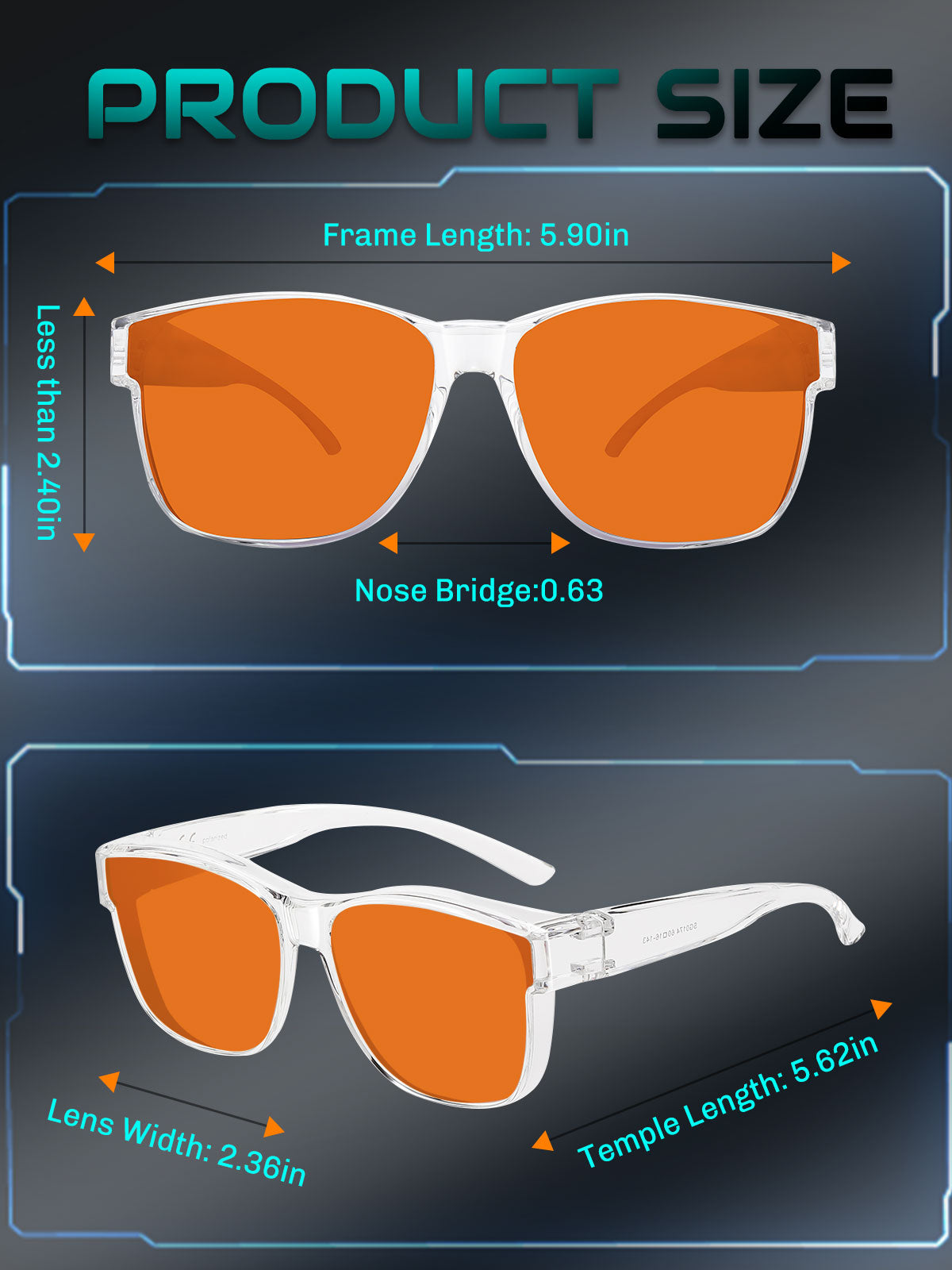 HAOLOTA Sleep Glasses Fitovers with Blue Light Blocking for Men Women Red Tinted SPG0174