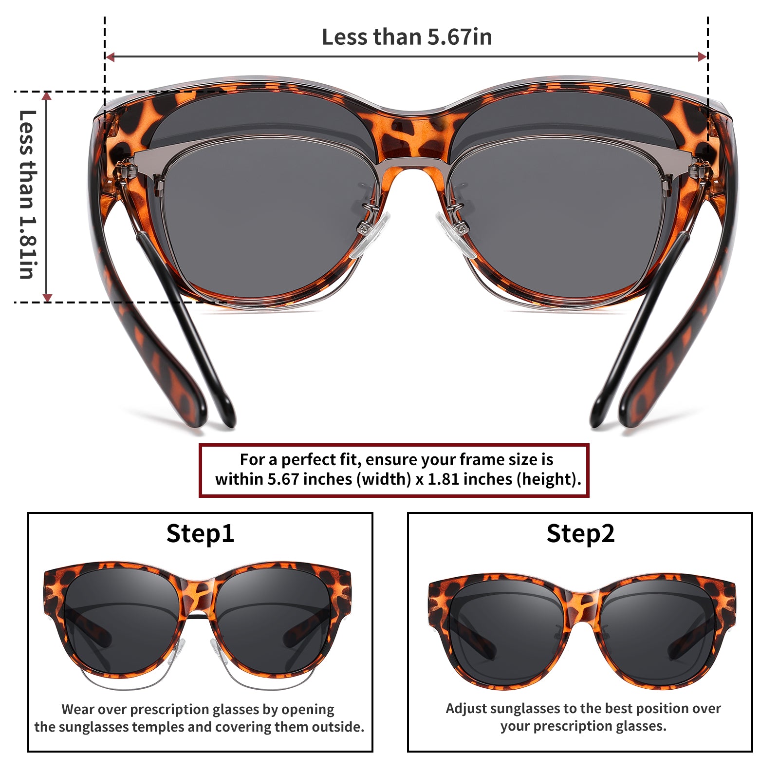 HAOLOTA Cat Eye Sunglasses for Over Glasses Polarized  UV Protection SG0179