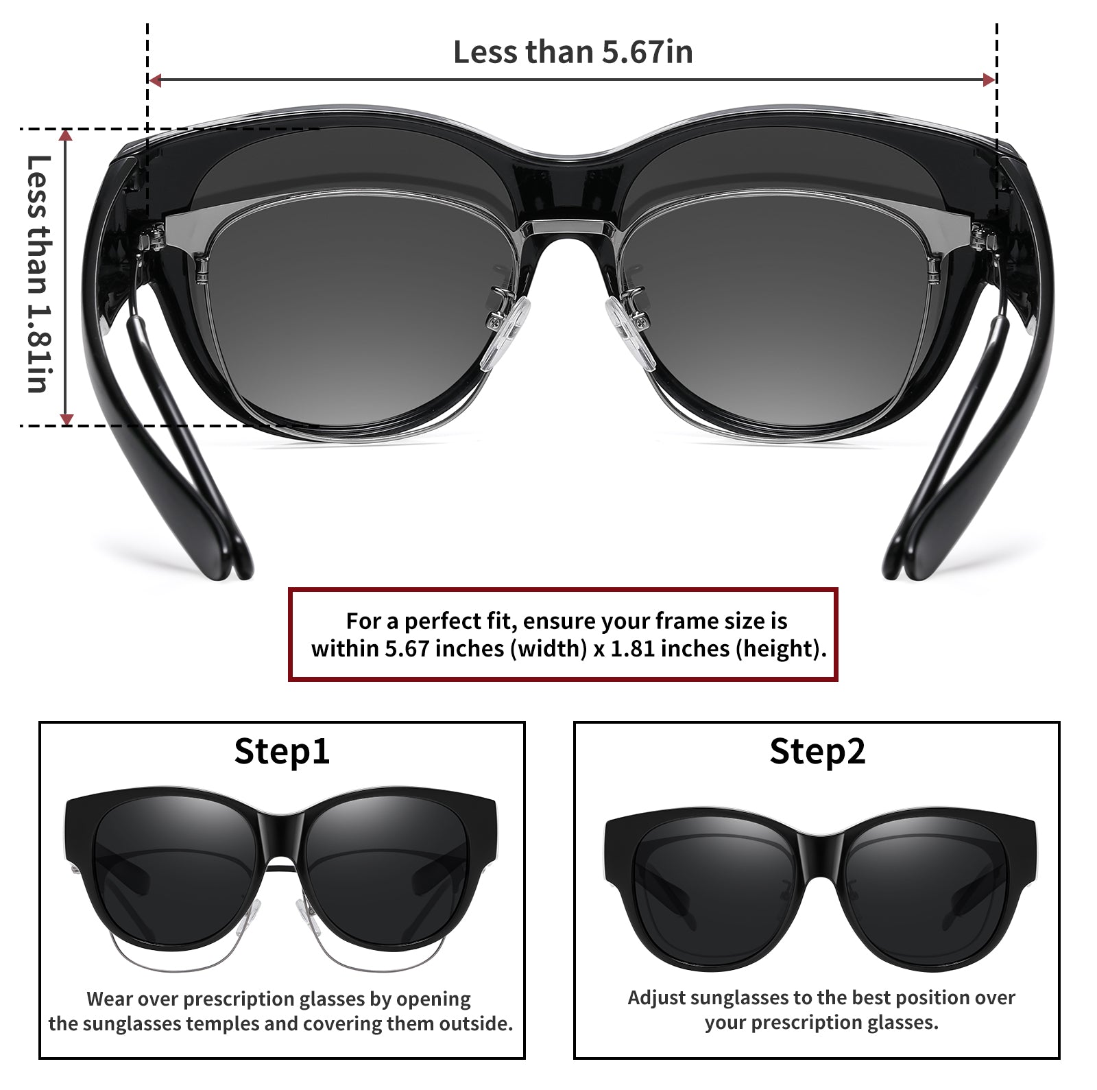 HAOLOTA Cat Eye Sunglasses for Over Glasses Polarized  UV Protection SG0179