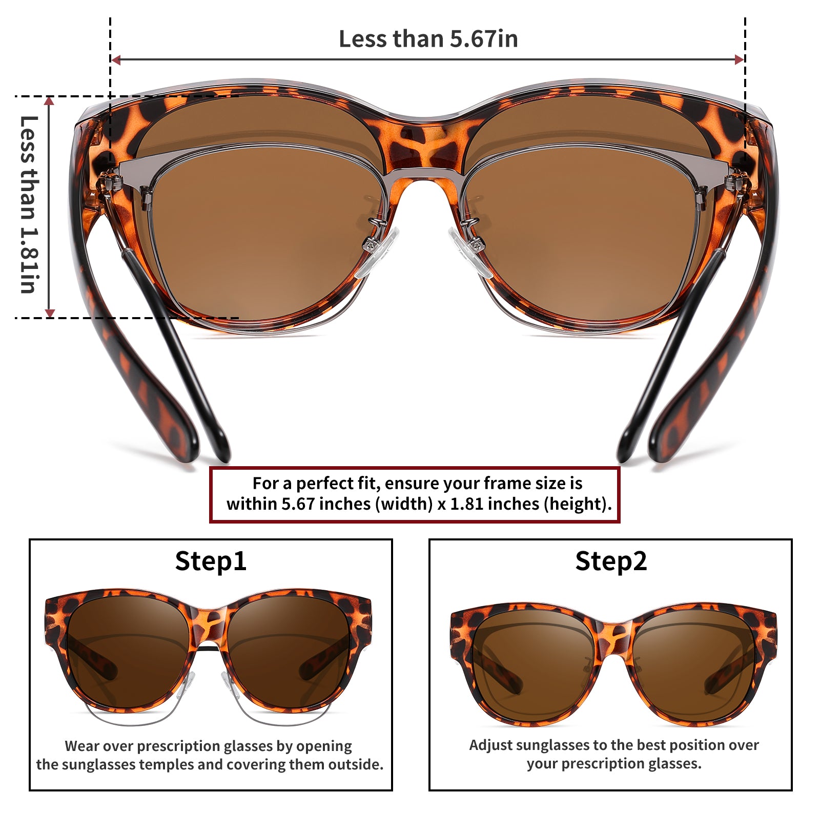 HAOLOTA Cat Eye Sunglasses for Over Glasses Polarized  UV Protection SG0179