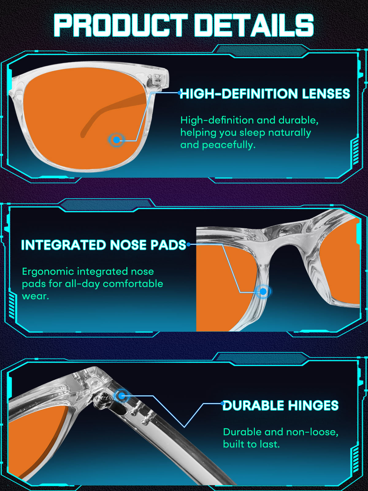 HAOLOTA Sleep Glasses with Blue Green Light Blocking Gaming Glasses SPG8081
