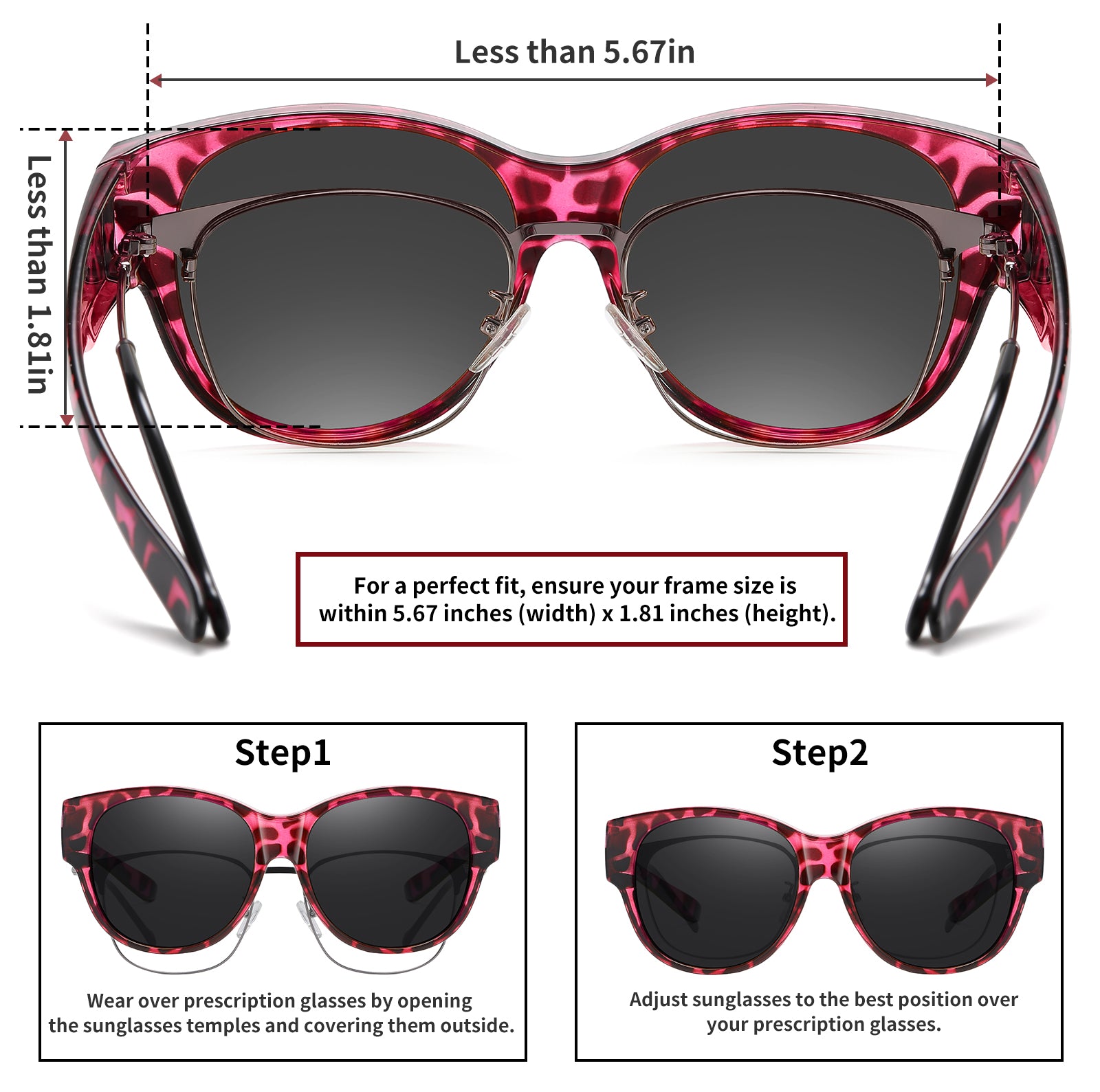 HAOLOTA Cat Eye Sunglasses for Over Glasses Polarized  UV Protection SG0179