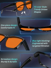 HAOLOTA Sleep Glasses Fitovers with Blue Light Blocking for Men Women Red Tinted SPG0174