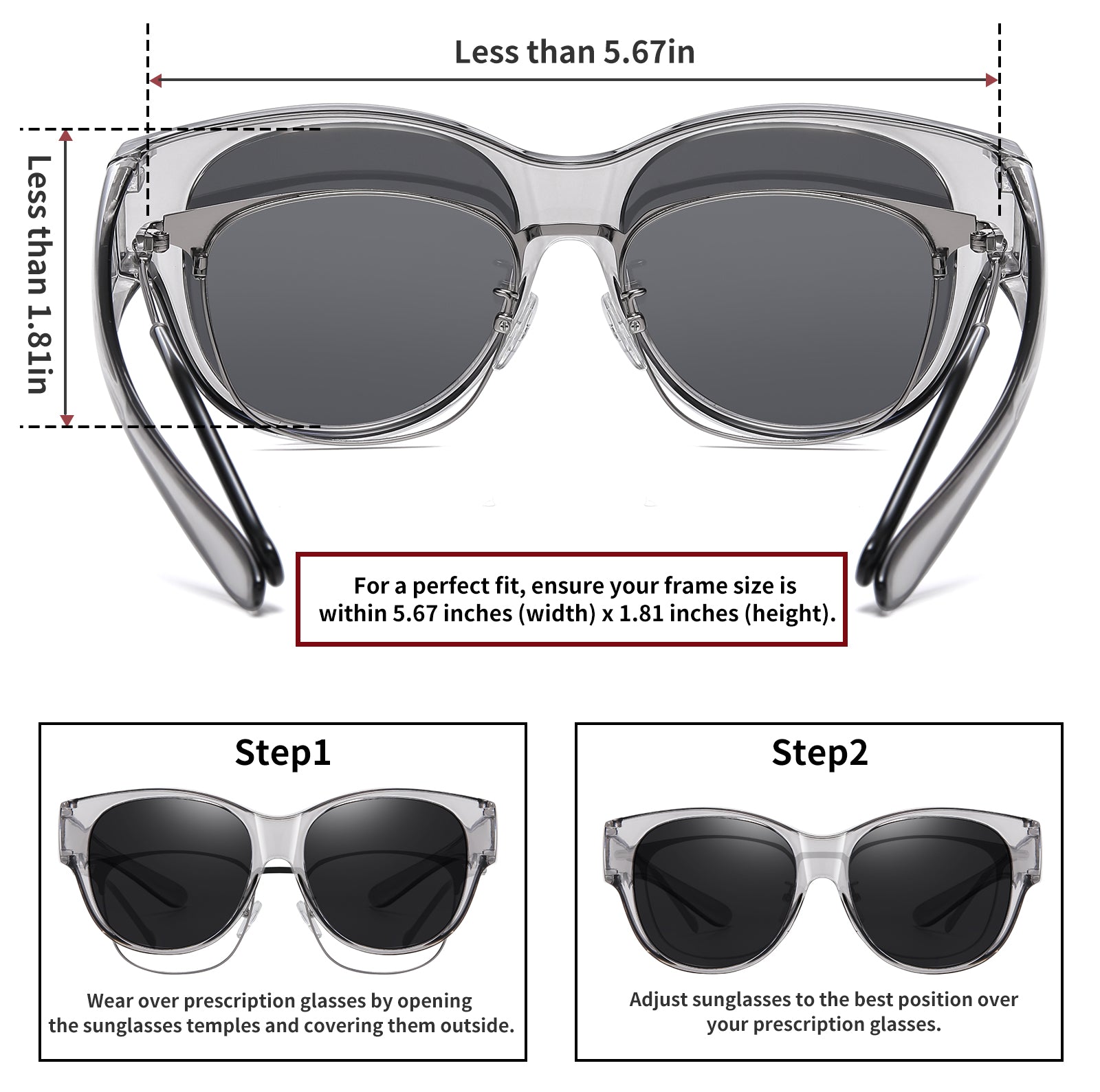 HAOLOTA Cat Eye Sunglasses for Over Glasses Polarized  UV Protection SG0179