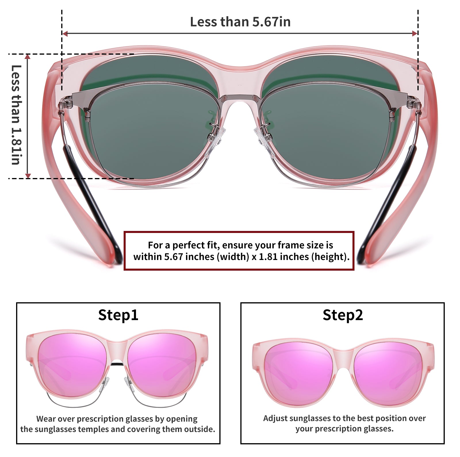 HAOLOTA Cat Eye Sunglasses for Over Glasses Polarized  UV Protection SG0179