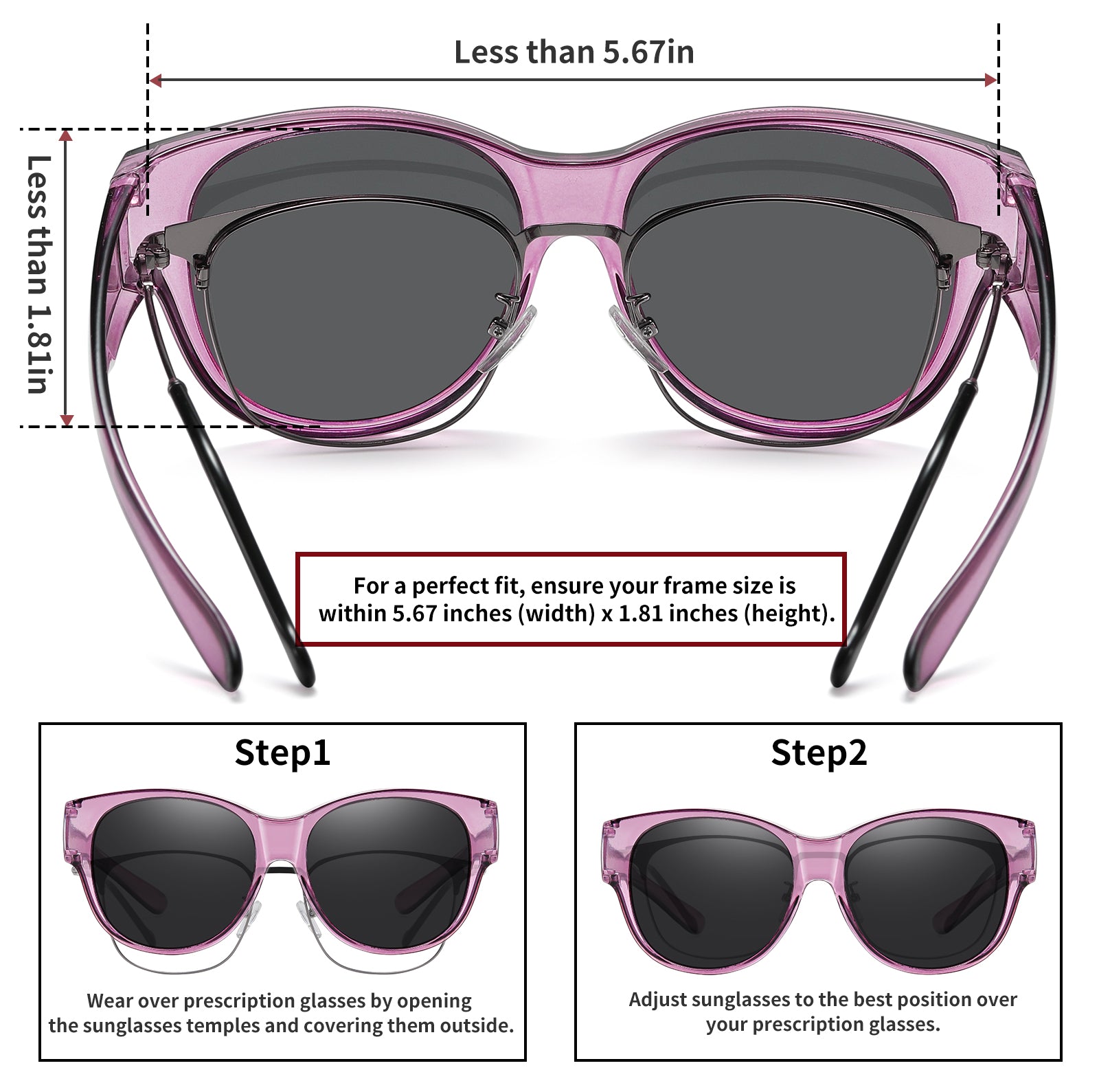 HAOLOTA Cat Eye Sunglasses for Over Glasses Polarized  UV Protection SG0179