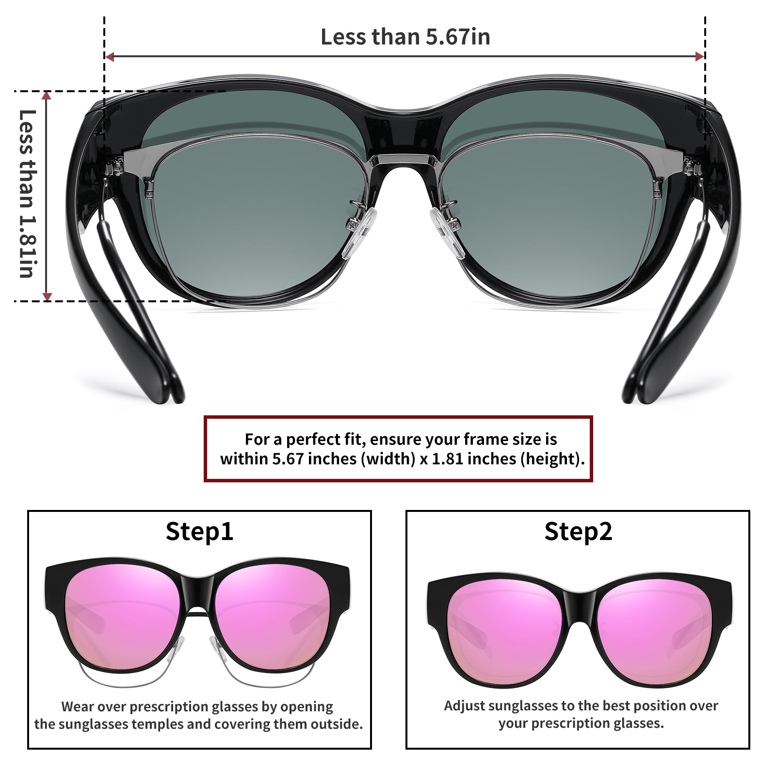 HAOLOTA Cat Eye Sunglasses for Over Glasses Polarized  UV Protection SG0179