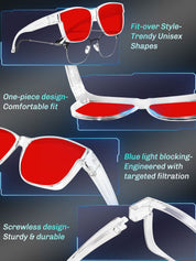 HAOLOTA Sleep Glasses Fitovers with Blue Light Blocking for Men Women Red Tinted SPG0174