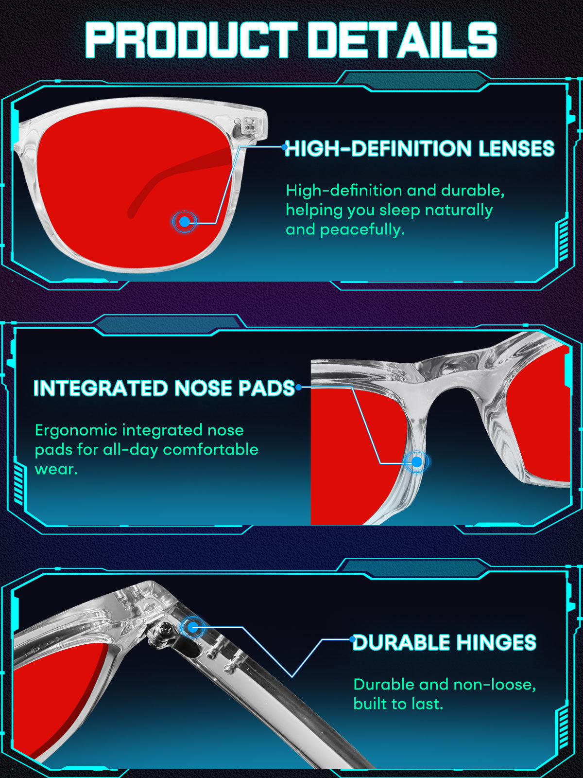 HAOLOTA Sleep Glasses with Blue Green Light Blocking Gaming Glasses SPG8081