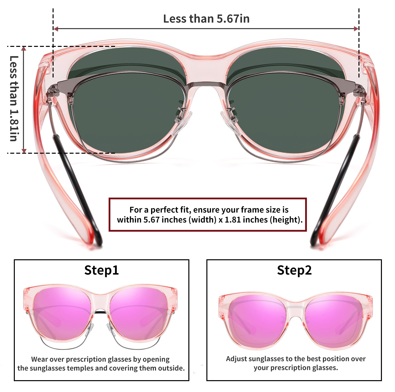 HAOLOTA Cat Eye Sunglasses for Over Glasses Polarized  UV Protection SG0179