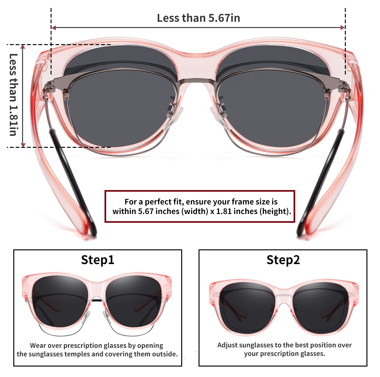 HAOLOTA Cat Eye Sunglasses for Over Glasses Polarized  UV Protection SG0179