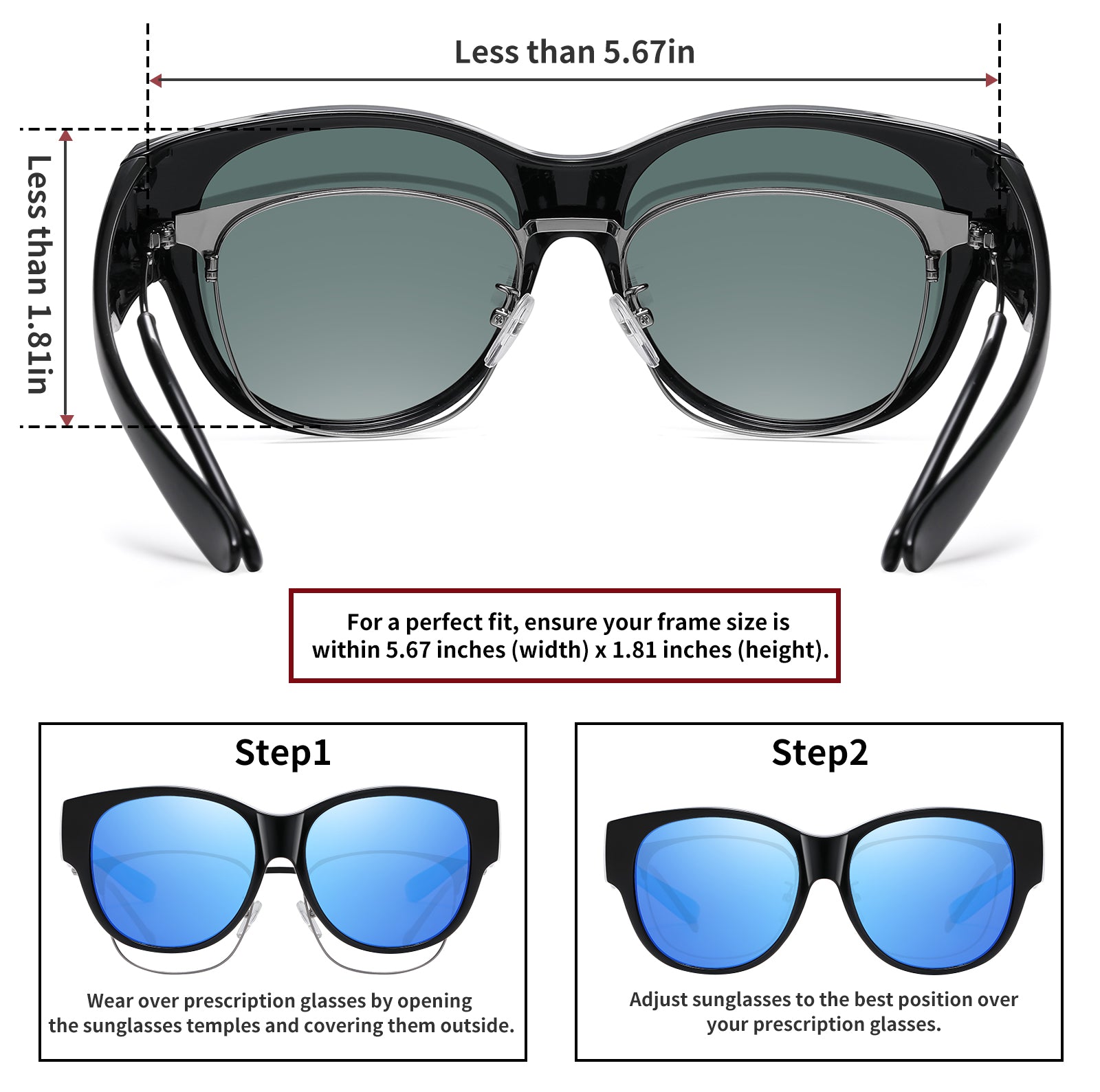 HAOLOTA Cat Eye Sunglasses for Over Glasses Polarized  UV Protection SG0179