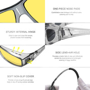 HAOLOTA Night Vision Driving Over Glasses, Nighttime Glasses Men Women Anti Glare NV0311