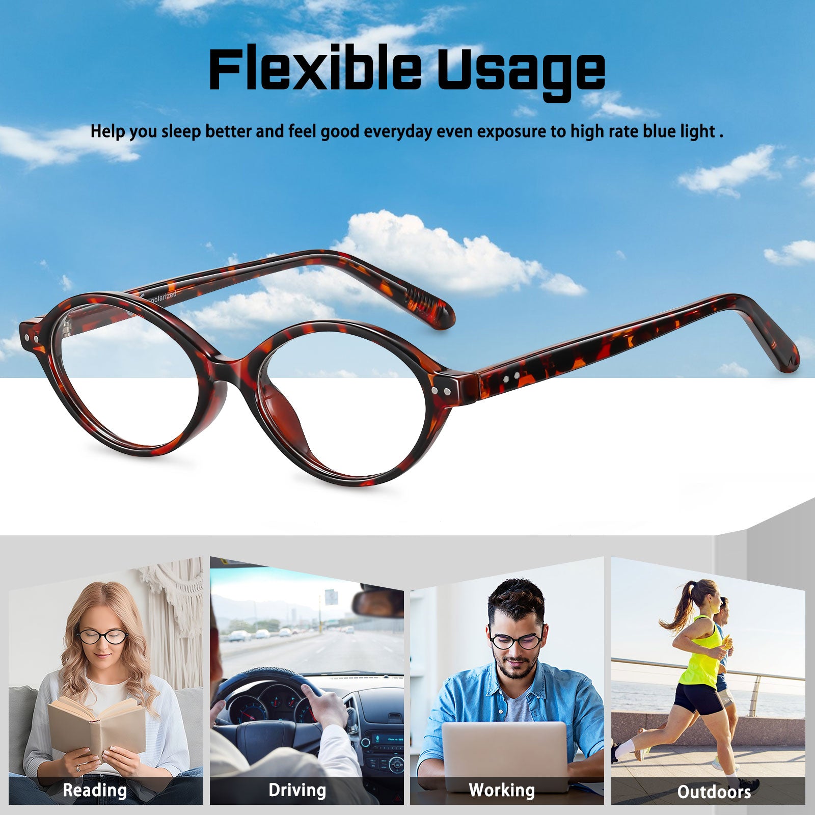 HAOLOTA Blue Light Blocking Glasses Women Trendy Round Anti Eyestrain BG6101
