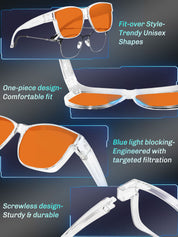 HAOLOTA Sleep Glasses Fitovers with Blue Light Blocking for Men Women Red Tinted SPG0174