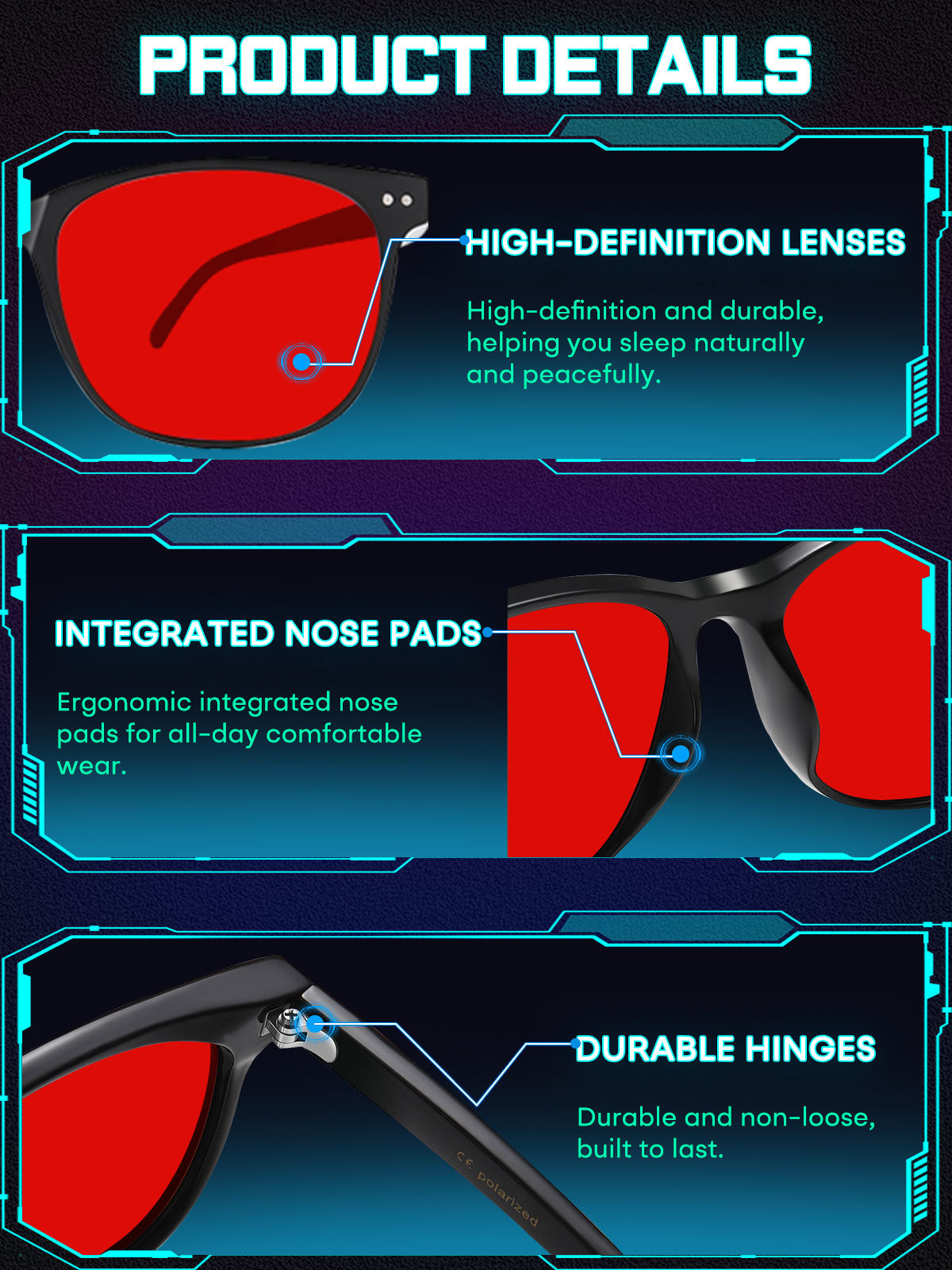 HAOLOTA Sleep Glasses with Blue Green Light Blocking Gaming Glasses SPG8081