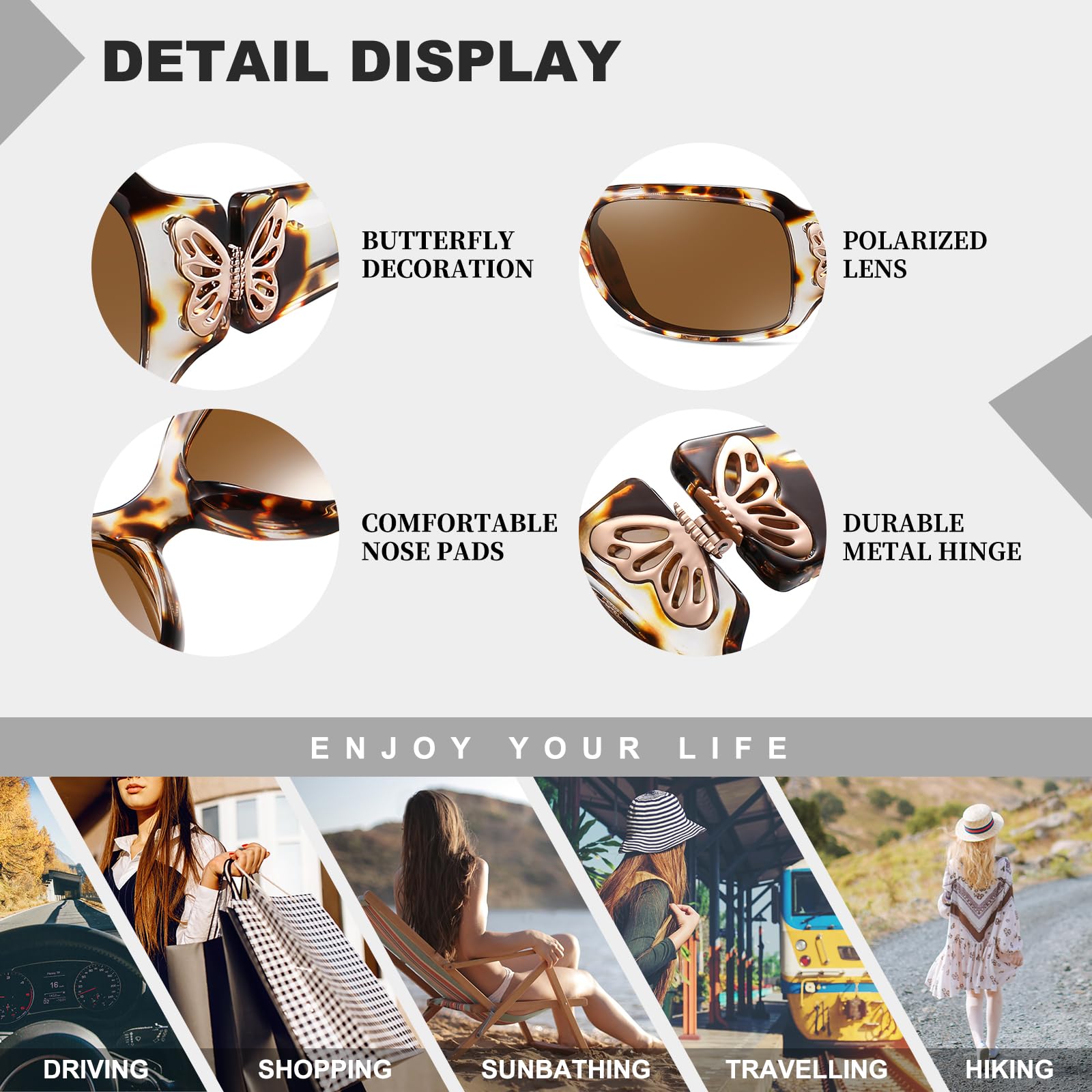 HAOLOTA Women's Polarized Sunglasses - Fashionable Butterfly Design SG0012