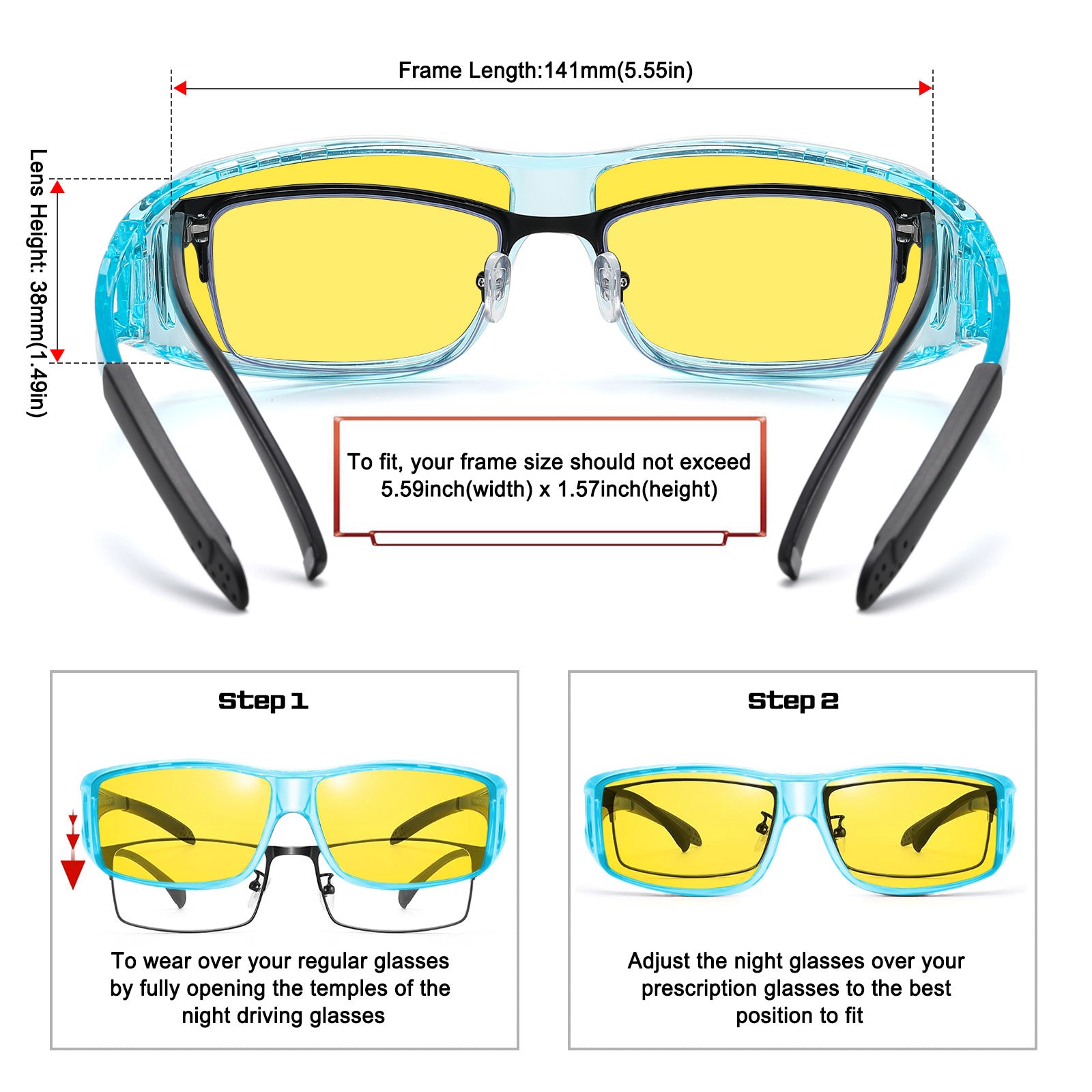HAOLOTA Night Vision Driving Over Glasses, Nighttime Glasses Men Women Anti Glare NV0311