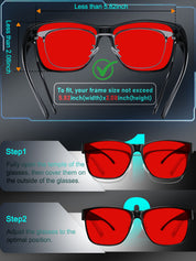 HAOLOTA Sleep Glasses Fitovers with Blue Light Blocking for Men Women Red Tinted SPG0174