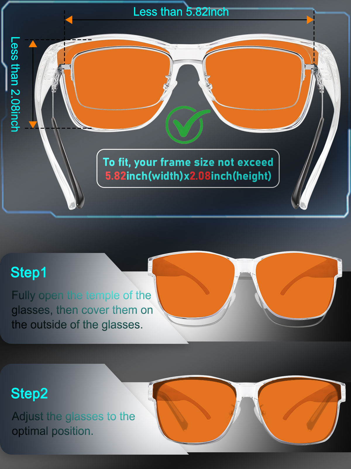 HAOLOTA Sleep Glasses Fitovers with Blue Light Blocking for Men Women Red Tinted SPG0174