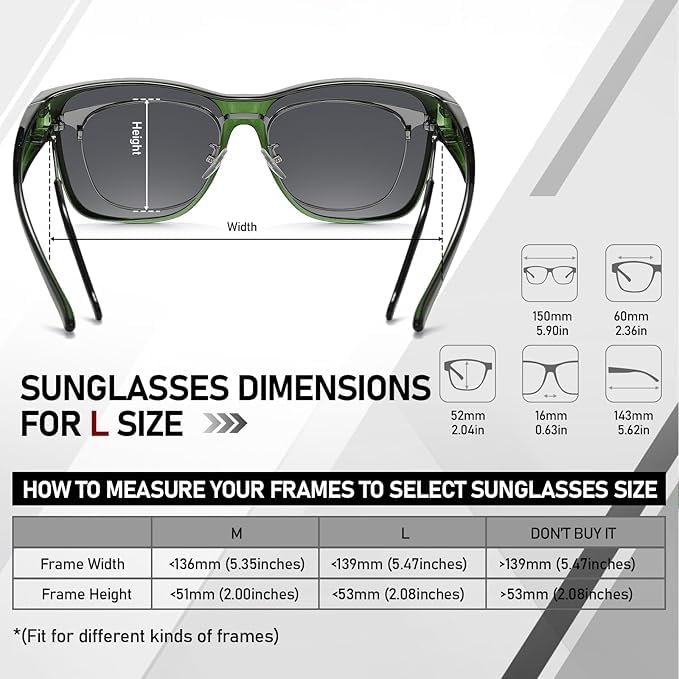 HAOLOTA Fit-Over Sunglasses-Polarized for Men Square Shades Oversized SG0174L