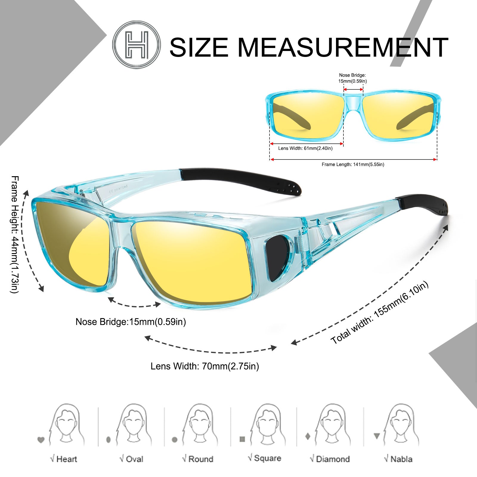 HAOLOTA Night Vision Driving Over Glasses, Nighttime Glasses Men Women Anti Glare NV0311