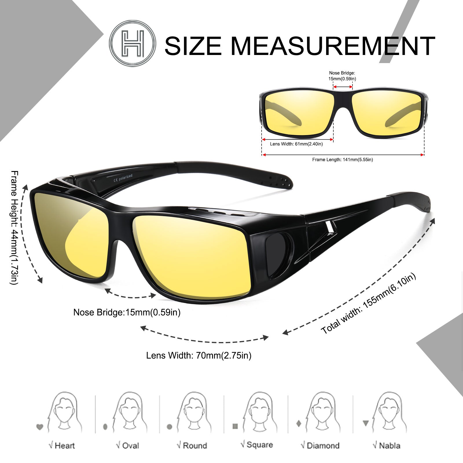 HAOLOTA Night Vision Driving Over Glasses, Nighttime Glasses Men Women Anti Glare NV0311