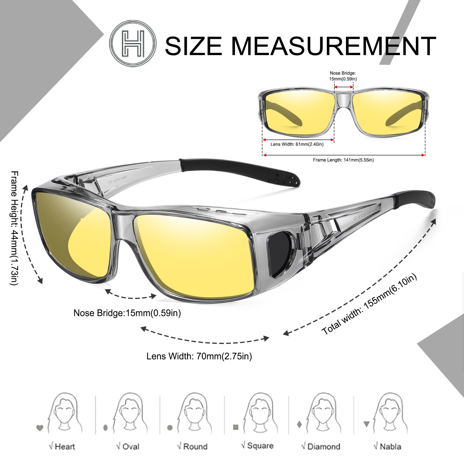 HAOLOTA Night Vision Driving Over Glasses, Nighttime Glasses Men Women Anti Glare NV0311