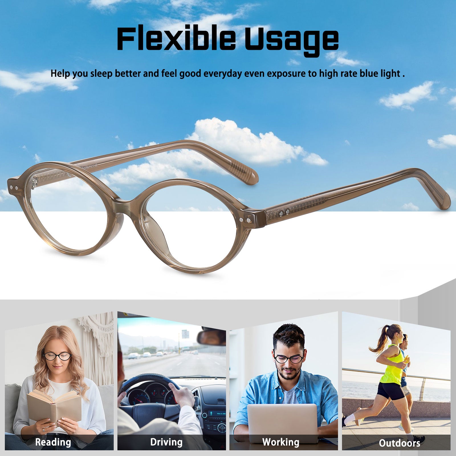 HAOLOTA Blue Light Blocking Glasses Women Trendy Round Anti Eyestrain BG6101