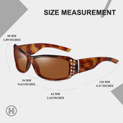 HAOLOTA Women's Polarized Rhinestone Sunglasses - Elegant Rectangle Frame with Bling UV400 SG0010