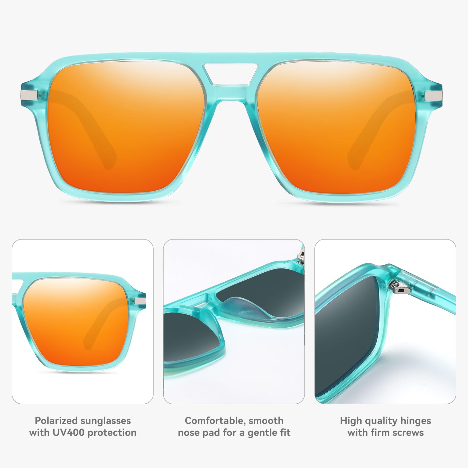 HAOLOTA Retro Aviator Sunglasses for Women and Men, Polarized Square Shades UV Protection SG3483