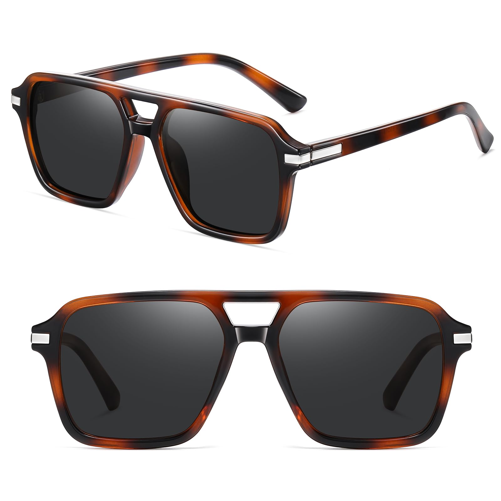 HAOLOTA Retro Aviator Sunglasses for Women and Men, Polarized Square Shades UV Protection SG3483