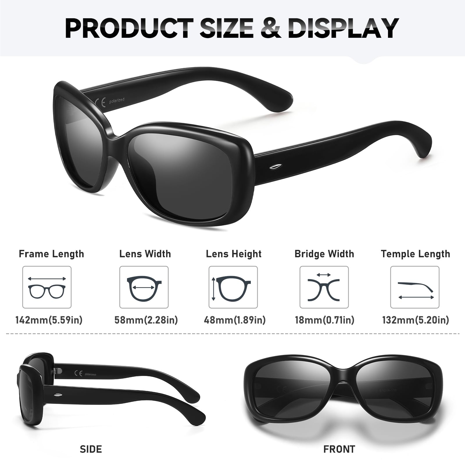 HAOLOTA Polarized Sunglasses Women Vintage Designer Sunglasses Wrap-Around Shapes UV400 SG0010
