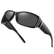 HAOLOTA Women's Polarized Rhinestone Sunglasses - Elegant Rectangle Frame with Bling UV400 SG0010