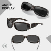 HAOLOTA Women's Polarized Rhinestone Sunglasses - Elegant Rectangle Frame with Bling UV400 SG0010