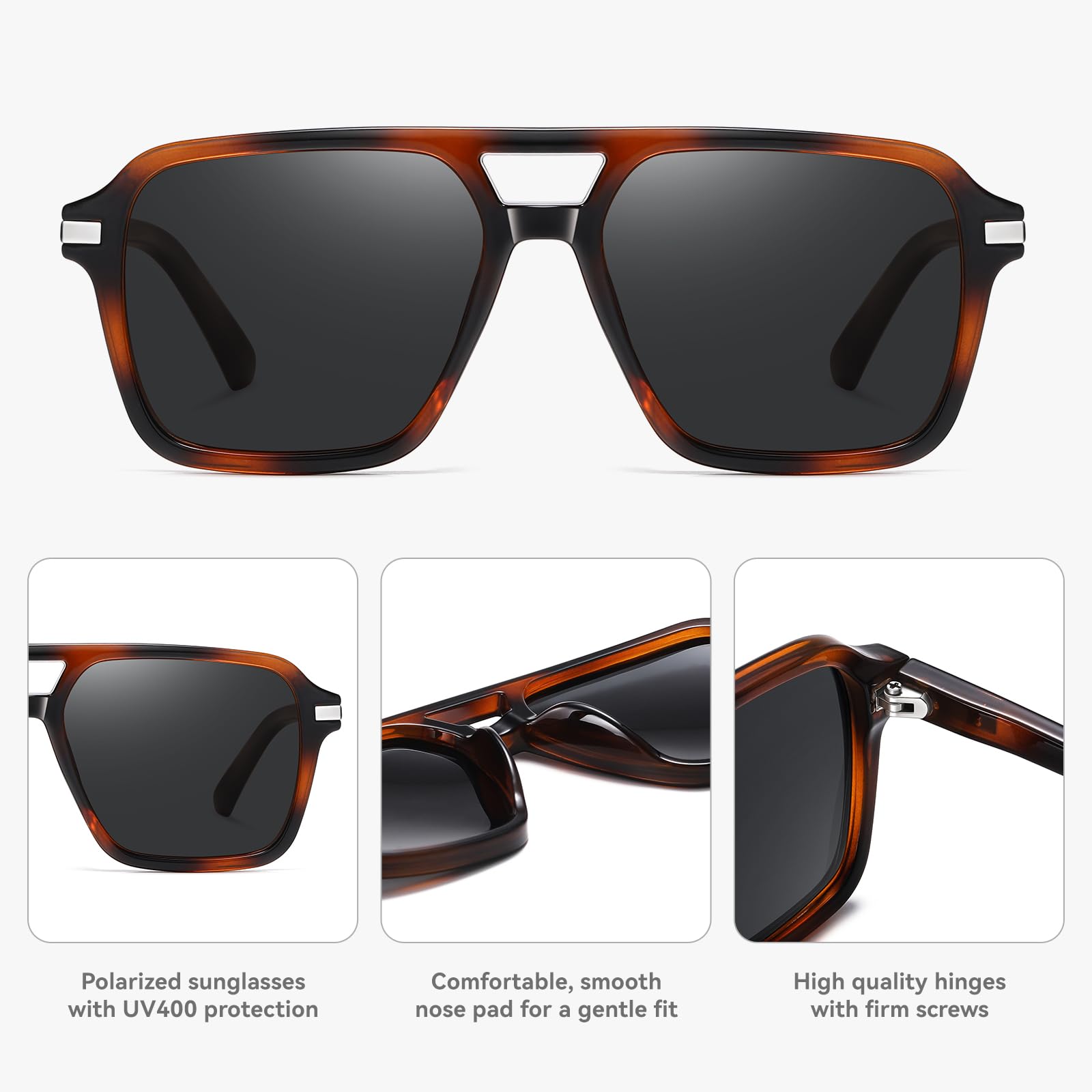 HAOLOTA Retro Aviator Sunglasses for Women and Men, Polarized Square Shades UV Protection SG3483