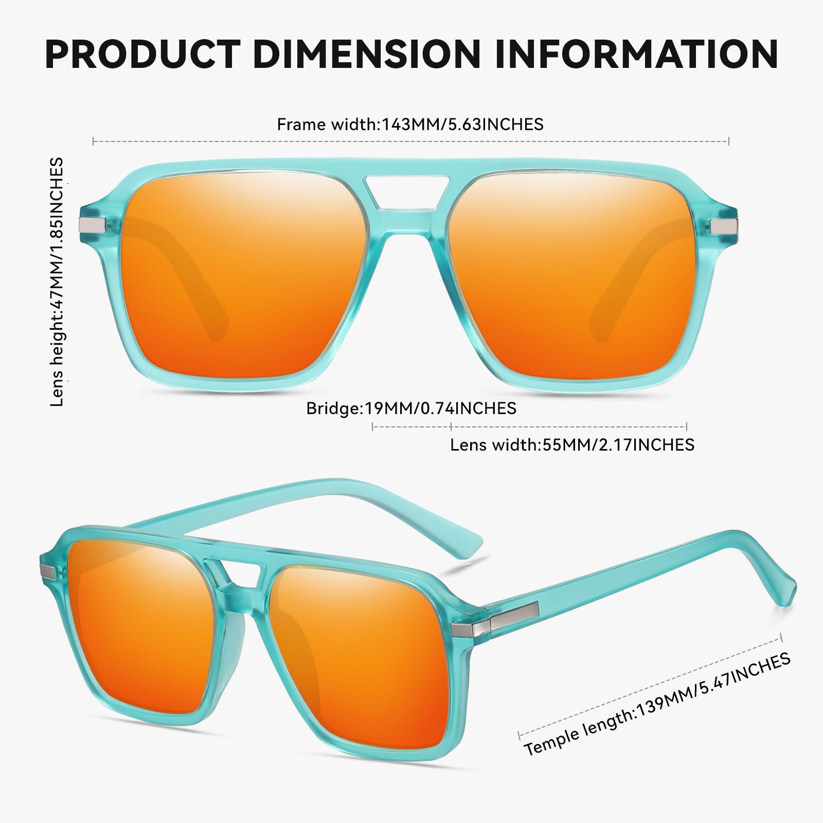 HAOLOTA Retro Aviator Sunglasses for Women and Men, Polarized Square Shades UV Protection SG3483