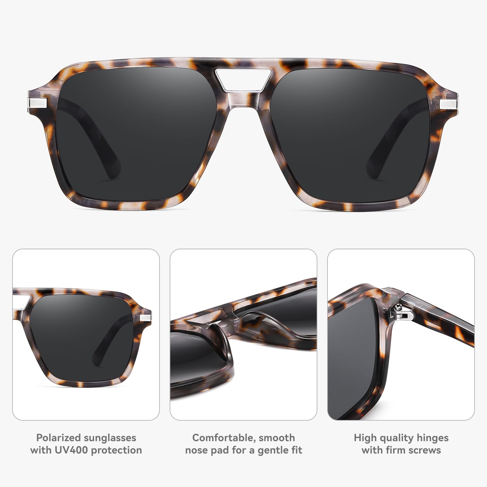HAOLOTA Retro Aviator Sunglasses for Women and Men, Polarized Square Shades UV Protection SG3483