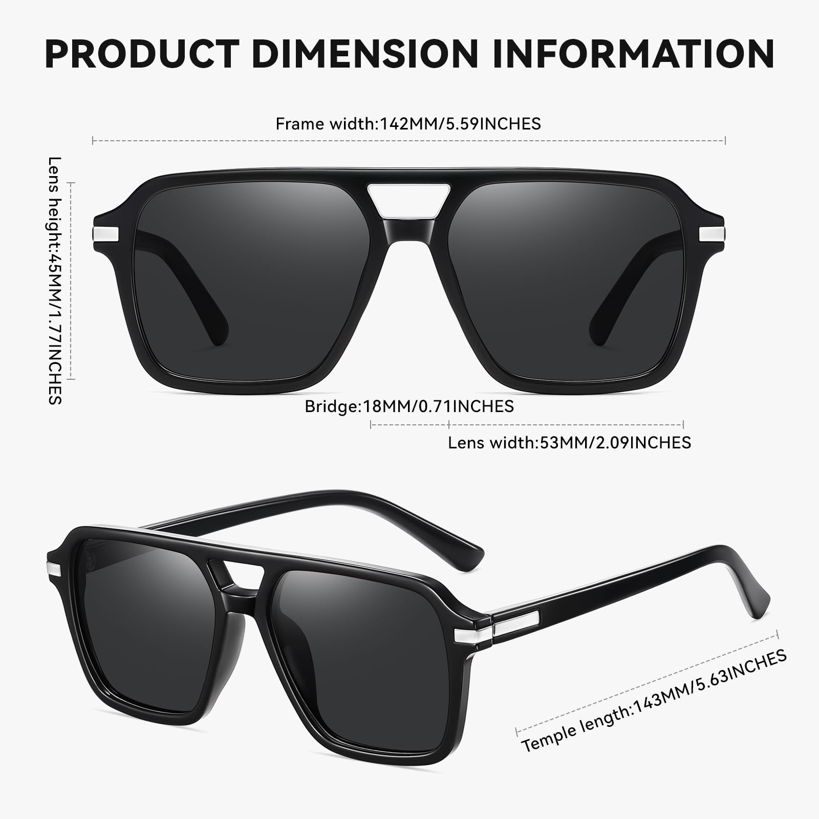 HAOLOTA Retro Aviator Sunglasses for Women and Men, Polarized Square Shades UV Protection SG3483