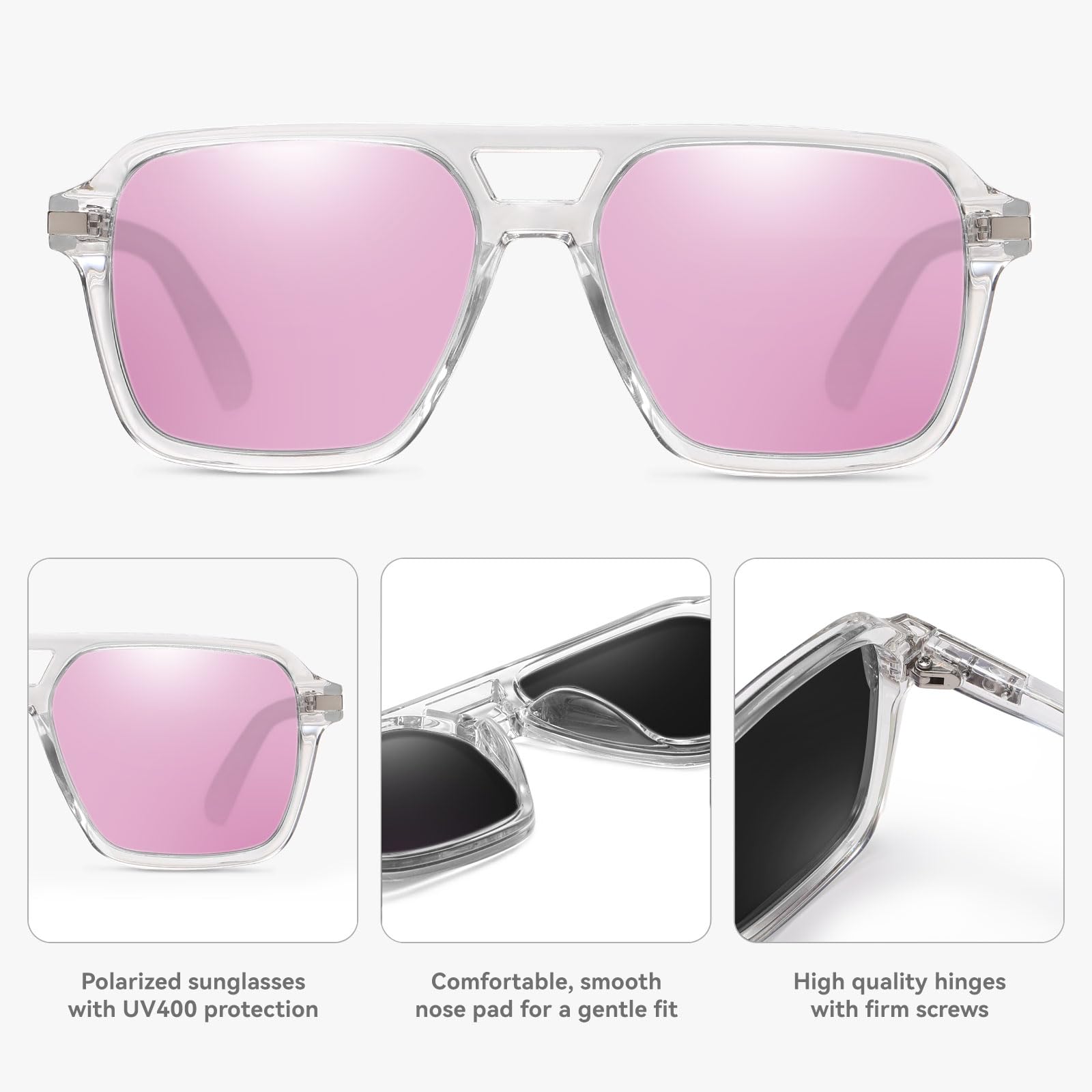 HAOLOTA Retro Aviator Sunglasses for Women and Men, Polarized Square Shades UV Protection SG3483