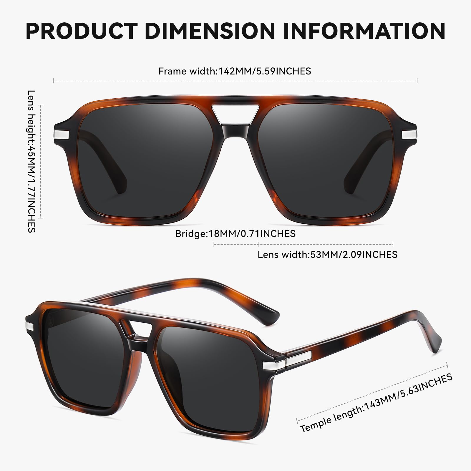 HAOLOTA Retro Aviator Sunglasses for Women and Men, Polarized Square Shades UV Protection SG3483