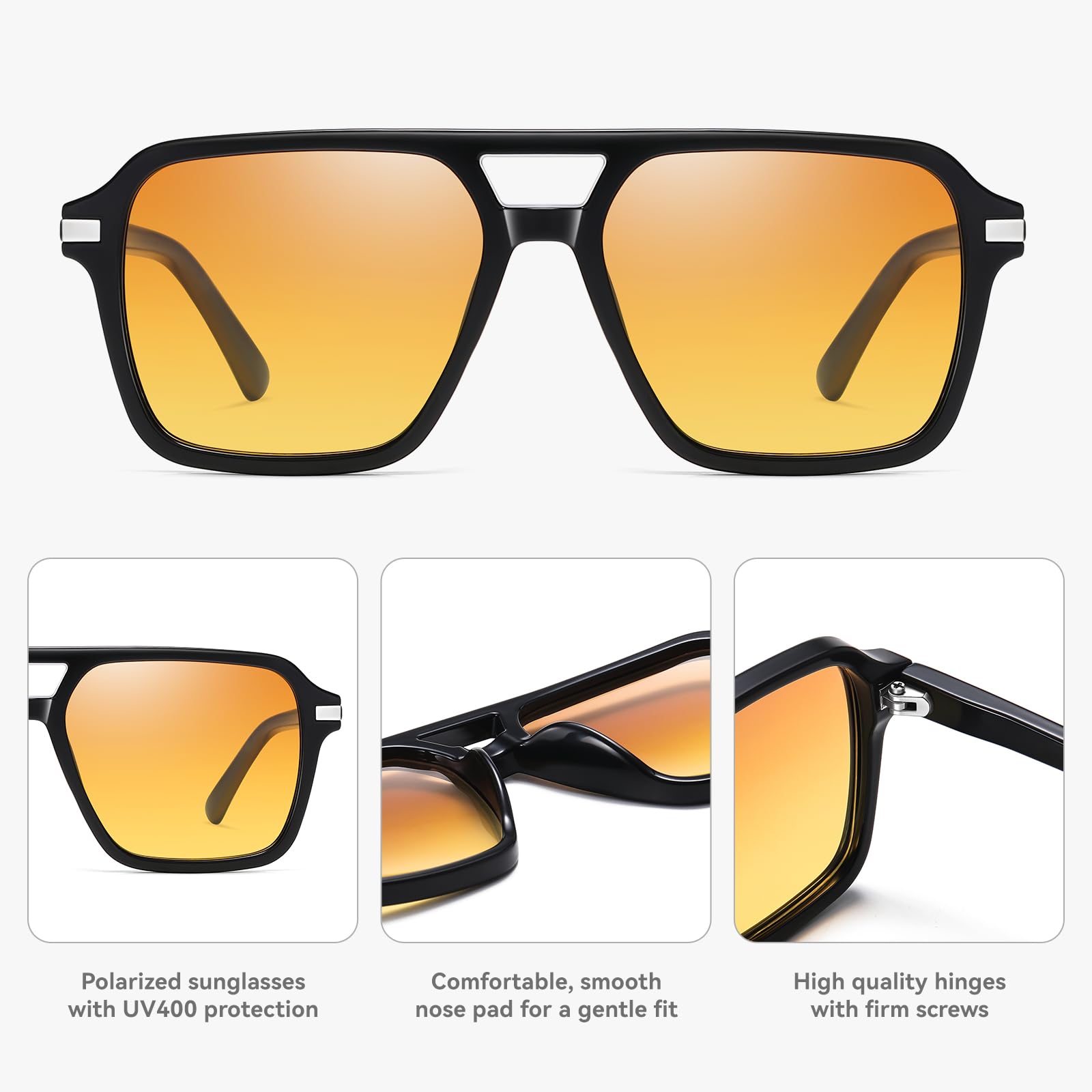 HAOLOTA Retro Aviator Sunglasses for Women and Men, Polarized Square Shades UV Protection SG3483