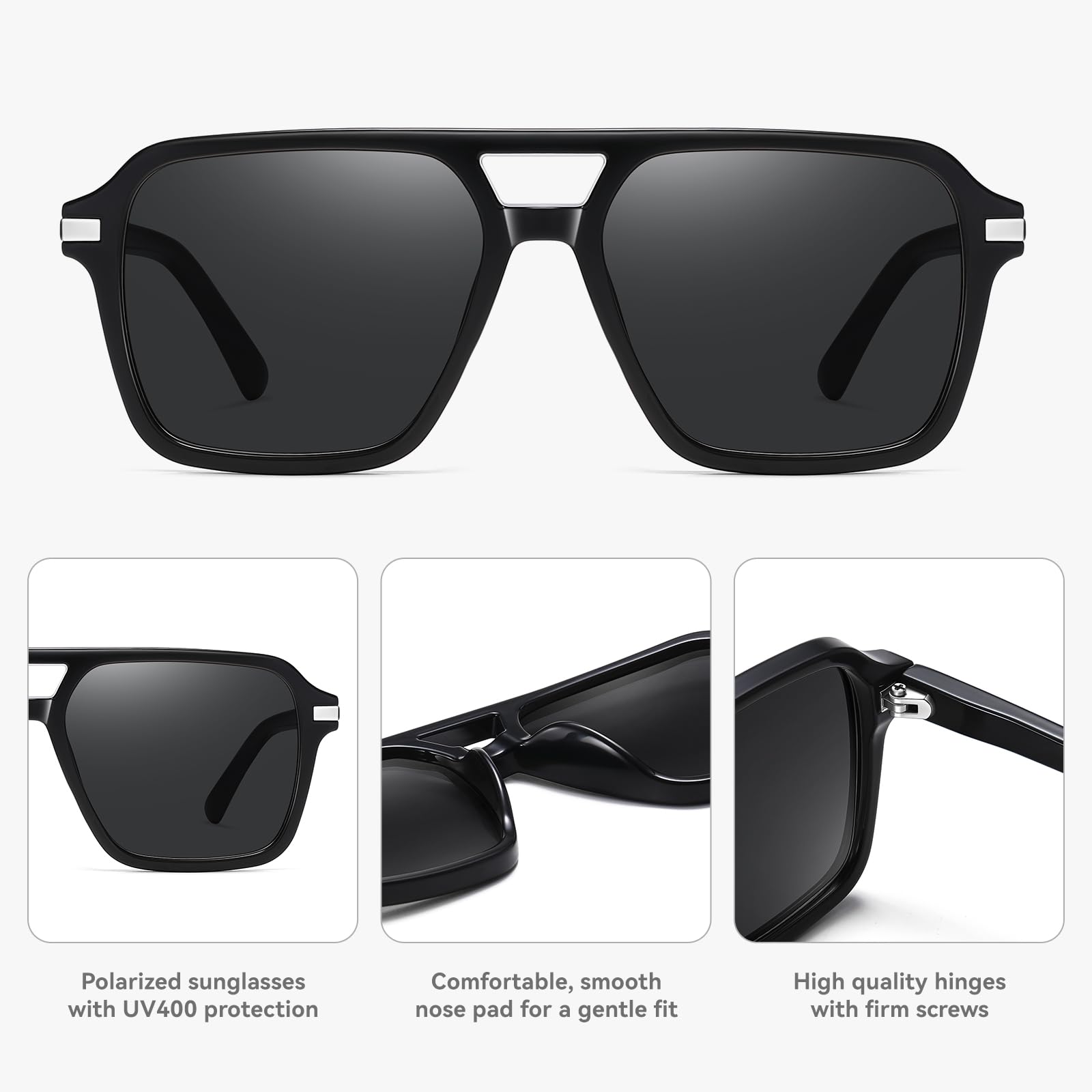 HAOLOTA Retro Aviator Sunglasses for Women and Men, Polarized Square Shades UV Protection SG3483