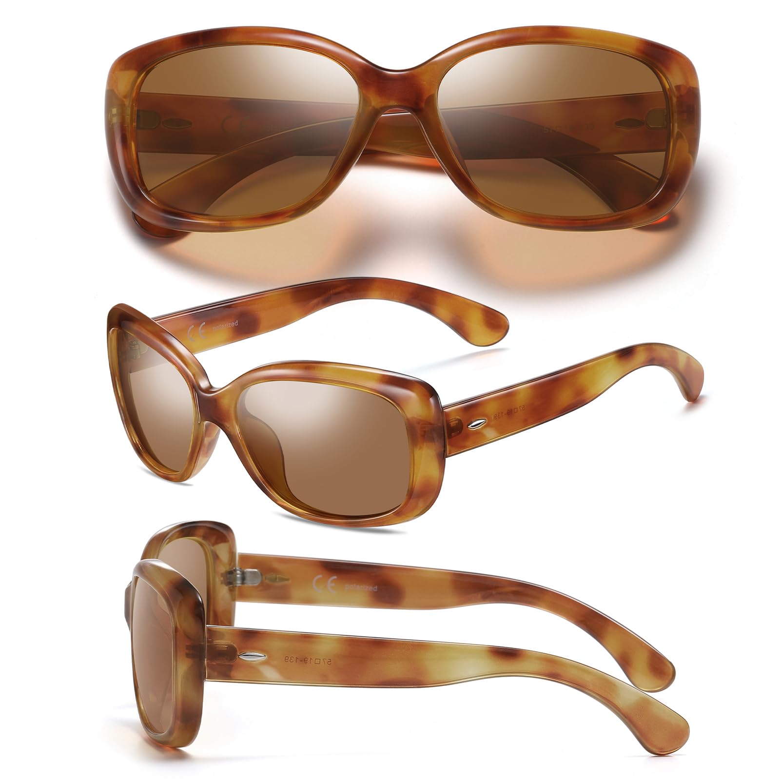 HAOLOTA Polarized Sunglasses Women Vintage Designer Sunglasses Wrap-Around Shapes UV400 SG0010